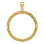 Wideband Distinguished Coin Jewelry 14k Polished and Beaded 32.0mm Prong Coin Bezel Pendant