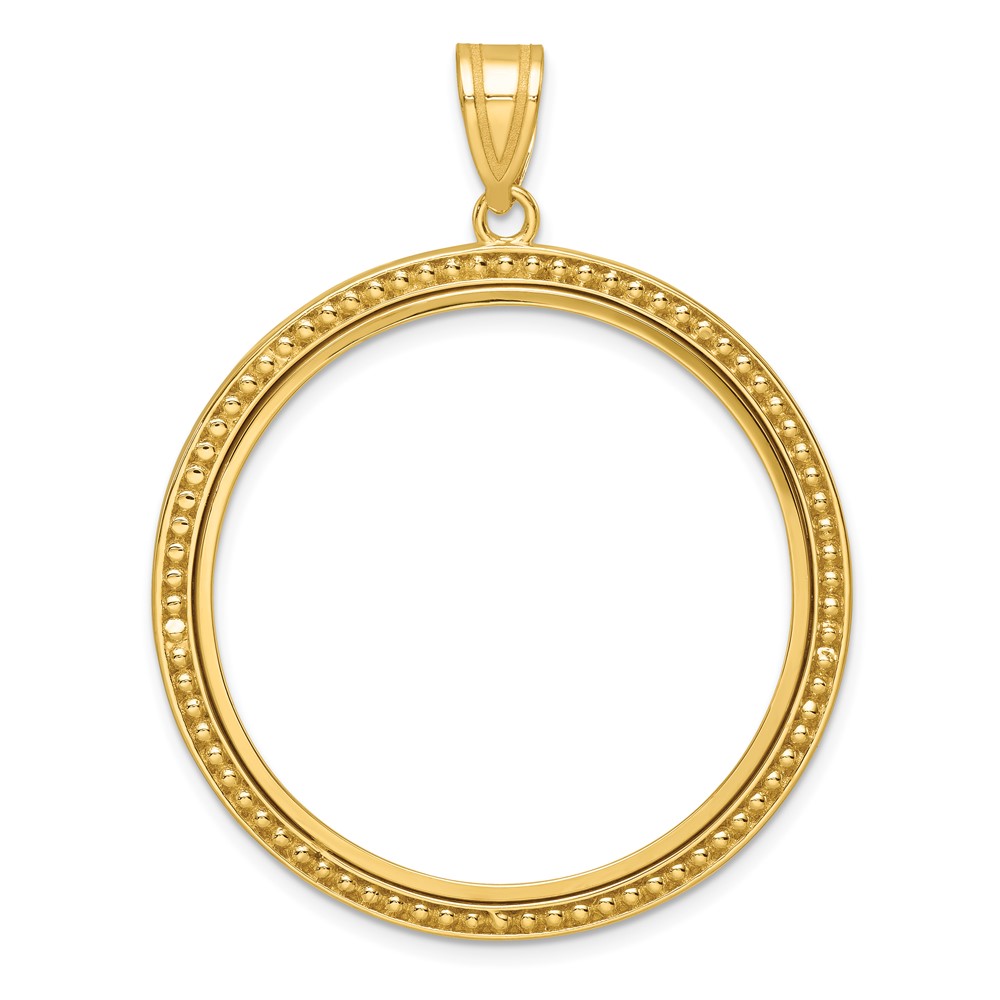 C8183_32.0.jpg Wideband Distinguished Coin Jewelry 14k Polished and Beaded 32.0mm Prong Coin Bezel Pendant - Image 1