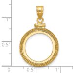 Wideband Distinguished Coin Jewelry 14k Polished and Beaded 16.5mm x 1.35mm Screw Top Coin Bezel Pendant - Image 4