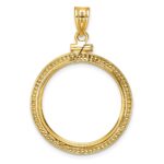 Wideband Distinguished Coin Jewelry 14k Polished and Beaded 22.0mm x 1.9mm Screw Top Coin Bezel Pendant - Image 3