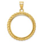 Wideband Distinguished Coin Jewelry 14k Polished with Casted Rope 22.0mm Prong Coin Bezel Pendant
