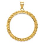 Wideband Distinguished Coin Jewelry 14k Polished with Casted Rope 32.7mm Prong Coin Bezel Pendant