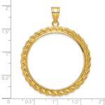 Wideband Distinguished Coin Jewelry 14k Polished with Casted Rope 32.7mm Prong Coin Bezel Pendant - Image 4