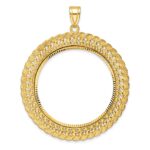 Wideband Distinguished Coin Jewelry 14k Polished and Diamond-cut Heart and Rope 32.7mm Prong Coin Bezel Pendant