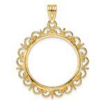Wideband Distinguished Coin Jewelry 14k Polished and Diamond-cut Fancy 22.0mm Prong Coin Bezel Pendant - Image 3