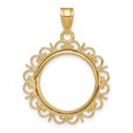 Wideband Distinguished Coin Jewelry 14k Polished Fancy 16.5mm Prong Coin Bezel Pendant