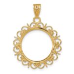 Wideband Distinguished Coin Jewelry 14k Polished Fancy 16.5mm Prong Coin Bezel Pendant - Image 3