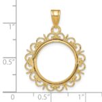 Wideband Distinguished Coin Jewelry 14k Polished Fancy 16.5mm Prong Coin Bezel Pendant - Image 4