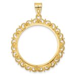 Wideband Distinguished Coin Jewelry 14k Polished Fancy 27.0mm Prong Coin Bezel Pendant - Image 3