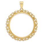 Wideband Distinguished Coin Jewelry 14k Polished Fancy 32.7mm Prong Coin Bezel Pendant - Image 3