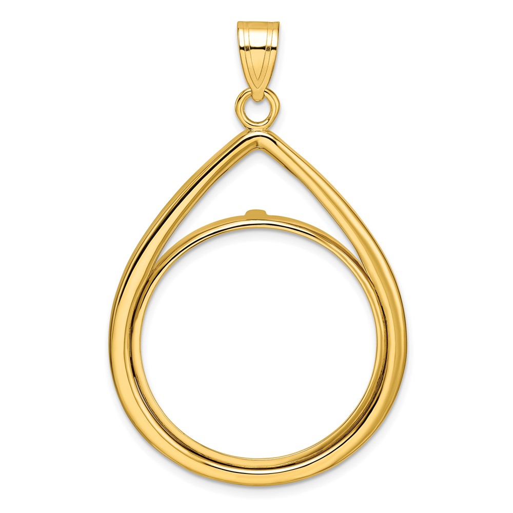 C8191_27.0.jpg Wideband Distinguished Coin Jewelry 14k Polished Lightweight Teardrop 27.0mm Prong Coin Bezel Pendant - Image 1