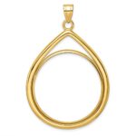 Wideband Distinguished Coin Jewelry 14k Polished Lightweight Teardrop 32.7mm Prong Coin Bezel Pendant