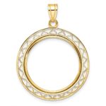 Wideband Distinguished Coin Jewelry 14k Polished Fancy Wire 22.0mm Prong Coin Bezel Pendant