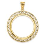 Wideband Distinguished Coin Jewelry 14k Polished Fancy Wire 27.0mm Prong Coin Bezel Pendant - Image 3