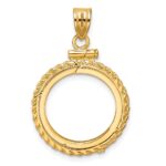 Wideband Distinguished Coin Jewelry 14k Polished Casted Rope 16.5mm x 1.35mm Screw Top Coin Bezel Pendant - Image 3