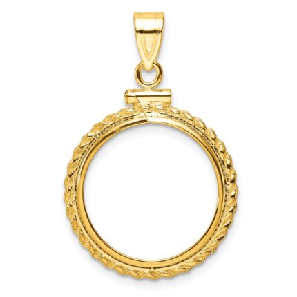 Wideband Distinguished Coin Jewelry 14k Polished Casted Rope 18.0mm x 1.35mm Screw Top Coin Bezel Pendant