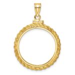 Wideband Distinguished Coin Jewelry 14k Polished Casted Rope 22.0mm x 1.9mm Screw Top Coin Bezel Pendant - Image 3