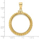 Wideband Distinguished Coin Jewelry 14k Polished Casted Rope 27.0mm x 2.35mm Screw Top Coin Bezel Pendant - Image 4