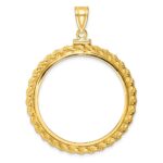 Wideband Distinguished Coin Jewelry 14k Polished Casted Rope 32.0mm x 2.85mm Screw Top Coin Bezel Pendant - Image 3