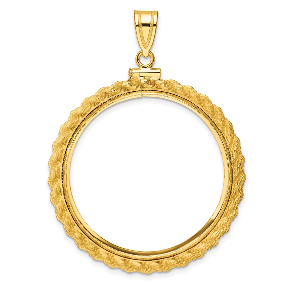 C8195_32.0.jpg Wideband Distinguished Coin Jewelry 14k Polished Casted Rope 32.0mm x 2.85mm Screw Top Coin Bezel Pendant - Image 1