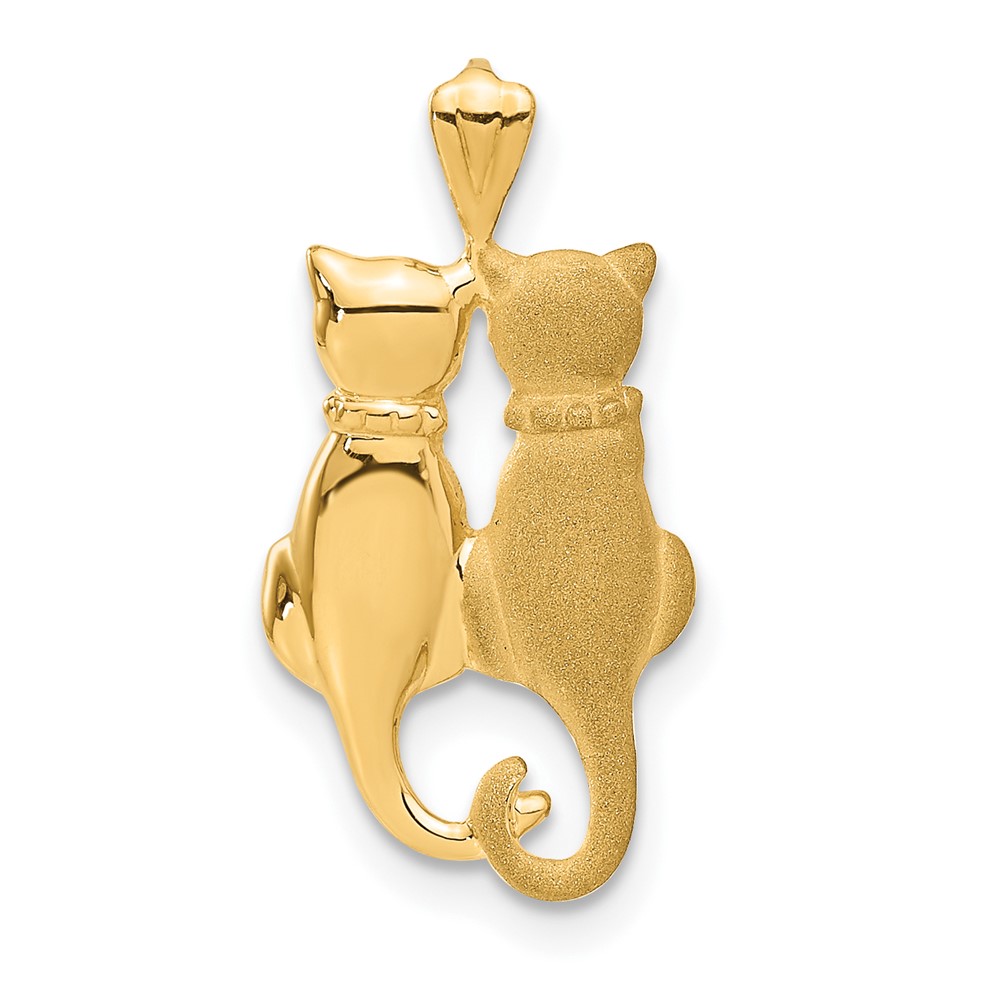 C860.jpg 14k Satin and Polished Two Sitting Cats Pendant - Image 1