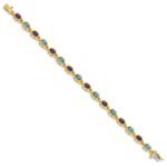 14k Complete Oval Amethyst and Sky Blue Topaz Bezel-set 7 inch Bracelet - Image 2
