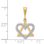 14K Two-Tone Star of David Heart Pendant - Image 4