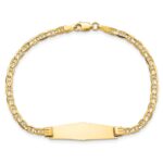 14k Polished Solid Chain/Solid Plate Anchor Link Soft Diamond Shape 24.5x7.5mm Plate ID Bracelet - Image 4