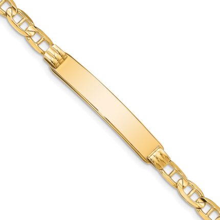 14k Polished Solid Chain/Solid Plate Anchor Link 34x7mm Plate ID Bracelet