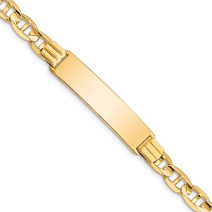 14k Polished Solid Chain/Solid Plate Anchor Link 37x10mm Plate ID Bracelet