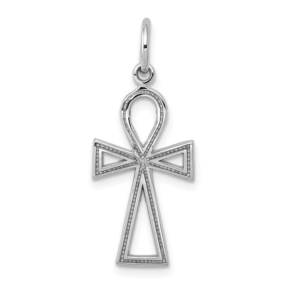 CH141.jpg 14k White Gold Ankh Cross Charm - Image 1