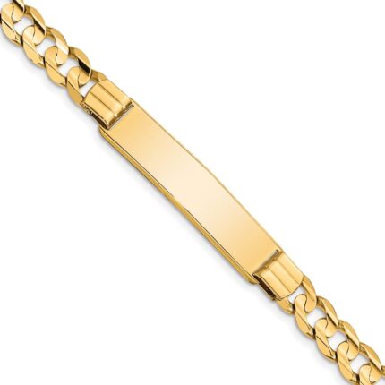 14k Polished Solid Chain/Solid Plate Curb Link 37x8mm Plate 8 inch ID Bracelet