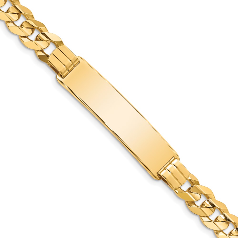 CUR220ID-8.jpg 14k Polished Solid Chain/Solid Plate Curb Link 37x8.5mm Plate 8 inch ID Bracelet - Image 1