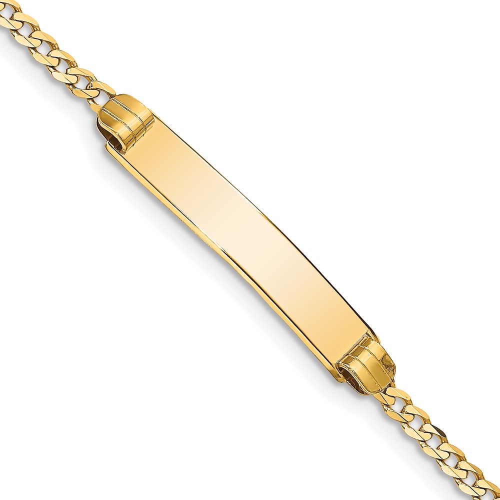 CUR75ID-7.jpg 14k Polished Solid Chain/Solid Plate Curb Link 25x5mm Plate 7 inch ID Bracelet - Image 1