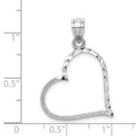 14k White Gold Solid Satin Diamond-cut Reversible Heart Pendant - Image 3
