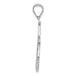 14k White Gold Solid Diamond-cut Reversible Heart Pendant - Image 2