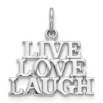 14K White Gold Polished LIVE LOVE LAUGH Charm