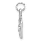 14k White Gold Satin Diamond-cut Horse Head in Horseshoe Charm - Image 2