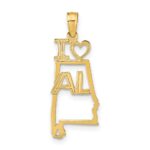 14k Solid I HEART AL Alabama State Pendant