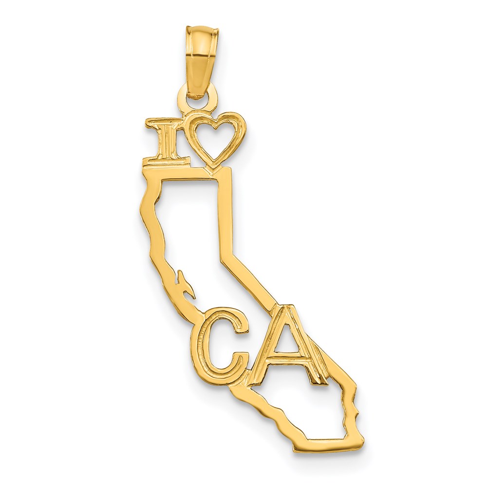 D1152.jpg 14k Solid I HEART CA California State Pendant - Image 1