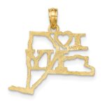 14k Solid I HEART NY New York State Pendant - Image 3