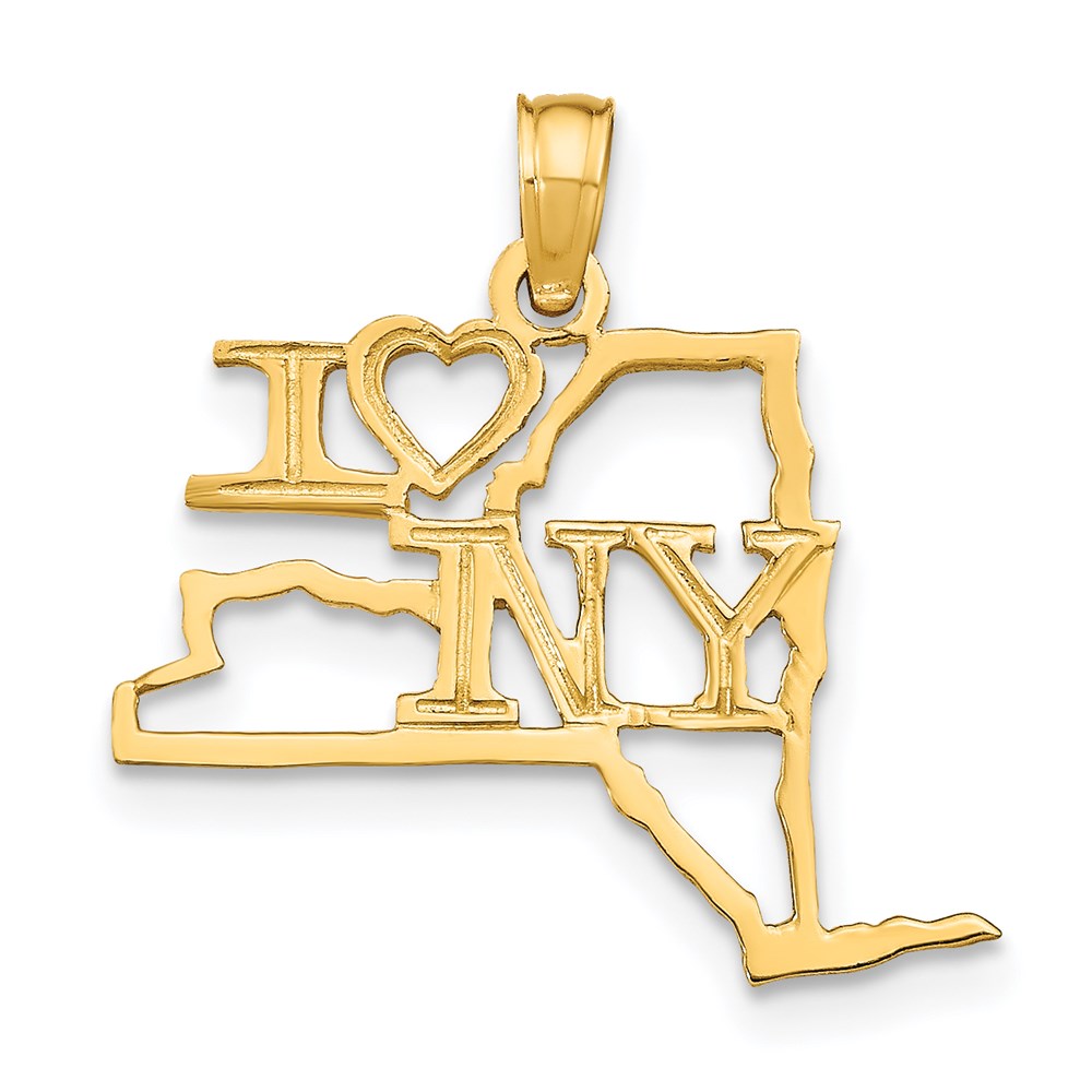 D1181.jpg 14k Solid I HEART NY New York State Pendant - Image 1