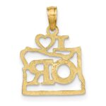 14k Solid I HEART OR Oregon State Pendant - Image 3