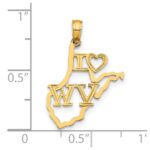 14k Solid I HEART WV West Virginia State Pendant - Image 4