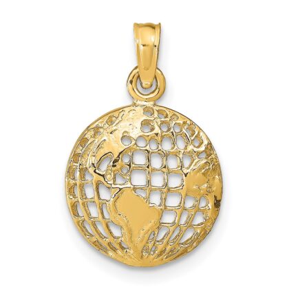 14k Polished Cut-out Globe Pendant
