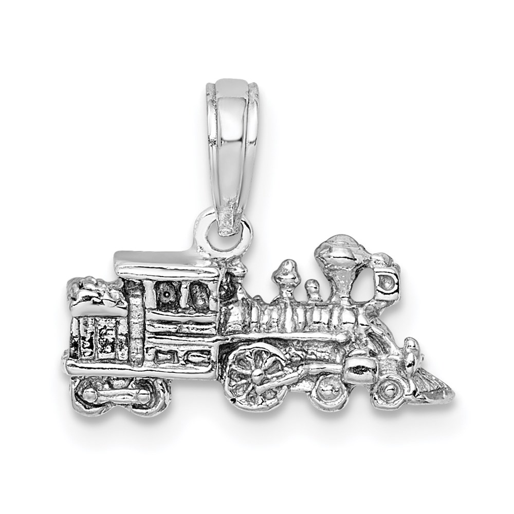 D1216W.jpg 14K White Gold 3-D Miniature Train Charm - Image 1