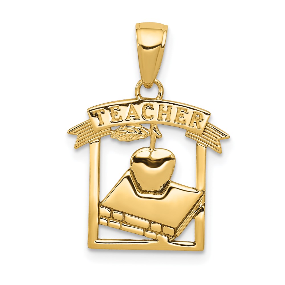 D1246.jpg 14k Polished Flat-Backed TEACHER Pendant - Image 1