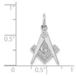 14k White Gold Polished and Textured Masonic Symbol Charm - Image 3