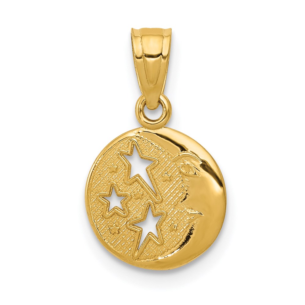 D1261.jpg 14k Moon and Stars Pendant - Image 1