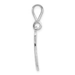 14KW White Gold Solid Polished Script Filigree Letter W Initial Pendant - Image 2